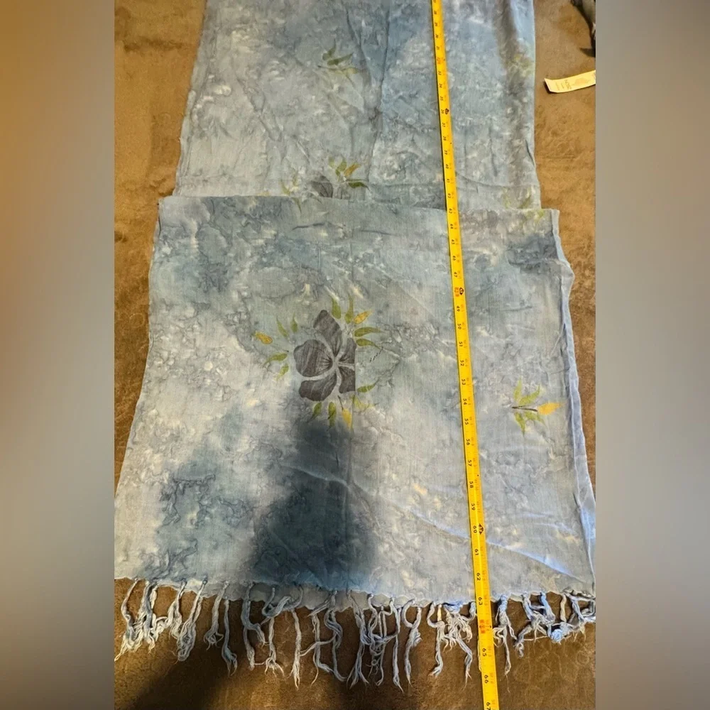 SARONG Sahaja Floral Blue and Yellow Beach summer Hawaiian Scarves wrap
